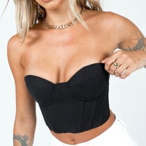 Princess Polly ENDLESS LOVE CORSET TOP BLACK
